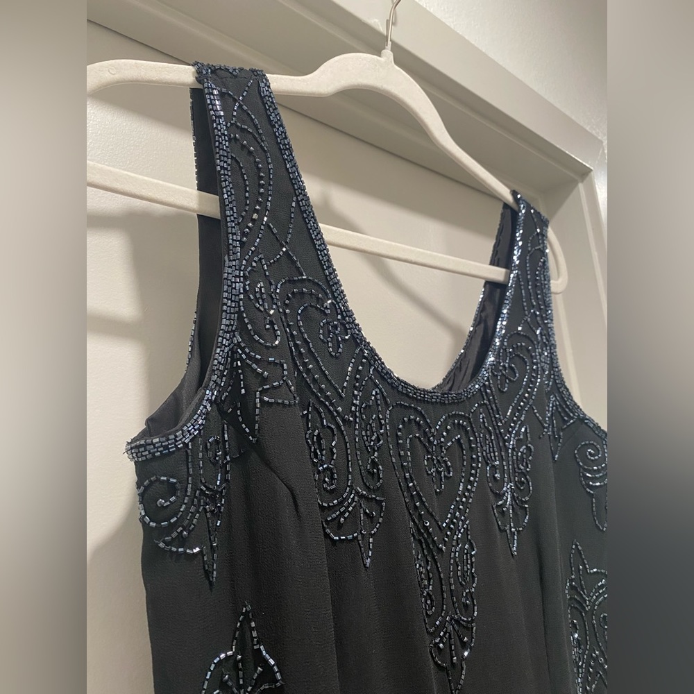 VTG JKARA New York Beaded Black Mid-Length Sleeveless Dress - Size 6 - Picture 12 of 17